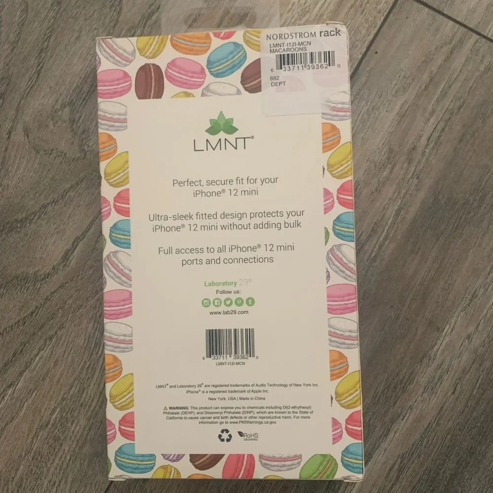 NWT LMNT PHONE CASE FOR IPHONE 12 MINI MACAROON‎ PATTERN 636i